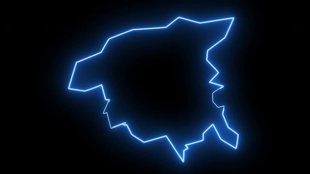 Chlef map of algeria with glowing neon effect
