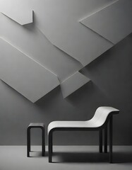 Modern, Minimalist Room with Abstract Wall Art and Sleek Black Chair, Generative AI