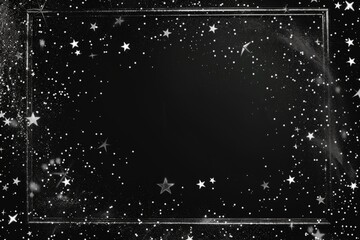 an empty frame with silver stars on black background Generative AI