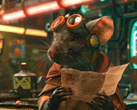 Rat detective in cyber disco, solving mysteries with plankton bloom clues, minestrone on the menu