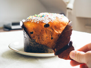 Easter cake. Kulich. Ukrainian Easter. Orthodox Easter. Panettone, paska
