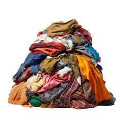 Pile of dirty laundry isolated on transparent background, PNG
