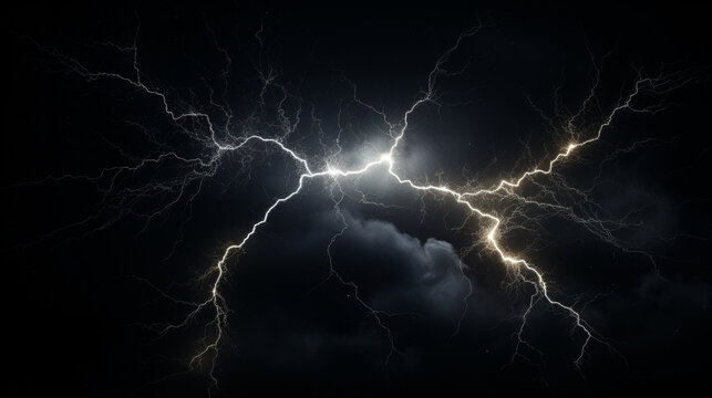 lightnings black background ,thunderstorm weather powerful thunder electric energy.