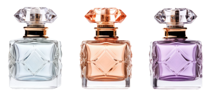 Set of Purfume bottle on transparent background