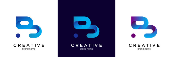 set of letter B and abstract logo