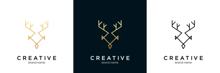 Poster deer antlers vector logo design © Creative Logo