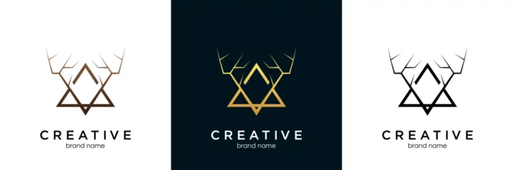 Plexiglas foto achterwand deer antlers vector logo design © Creative Logo