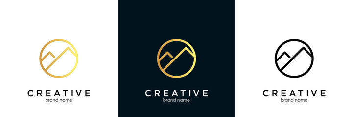 Simple modern mountain adventure logo design