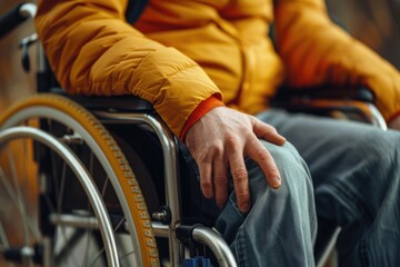 Obraz premium A person sitting in a wheelchair, suitable for medical or accessibility concepts