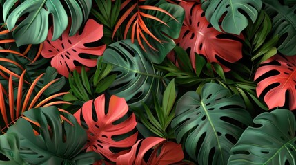 A large cluster of vibrant green and red leaves. Suitable for nature and environmental themes