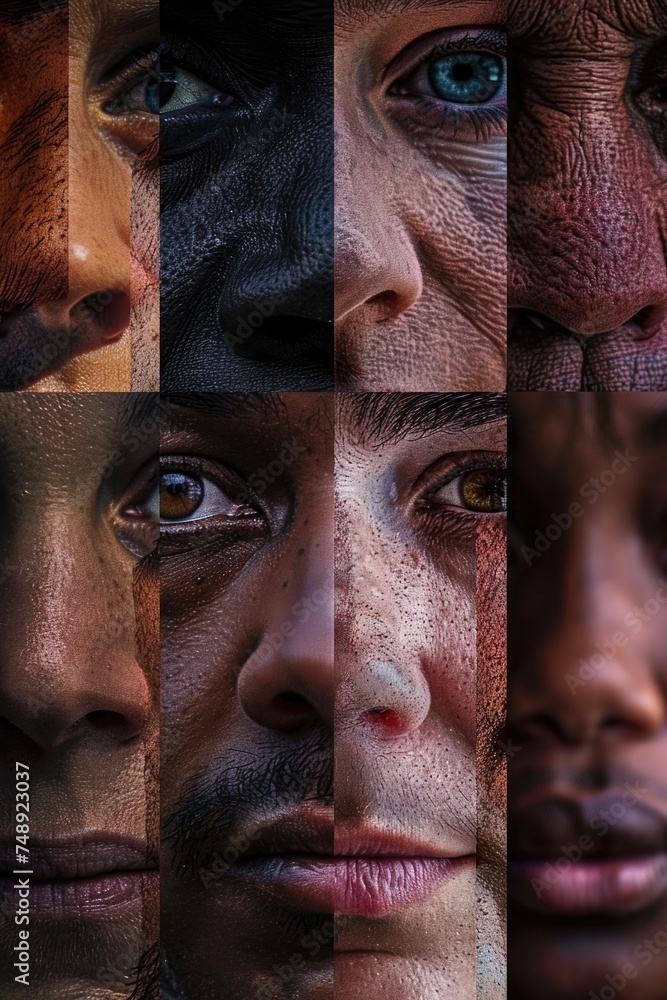 Poster A collage of different faces of people. Suitable for various projects