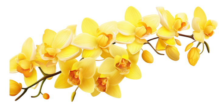 Yellow Orchid isolated on transparent background, PNG 