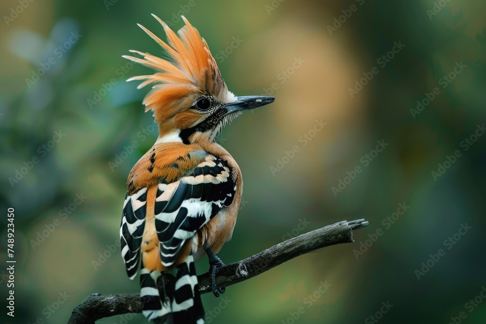 Poster vibrant bird perched on a tree branch, suitable for nature concepts