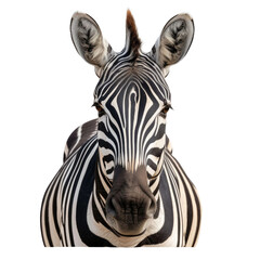 zebra face shot isolated on transparent background