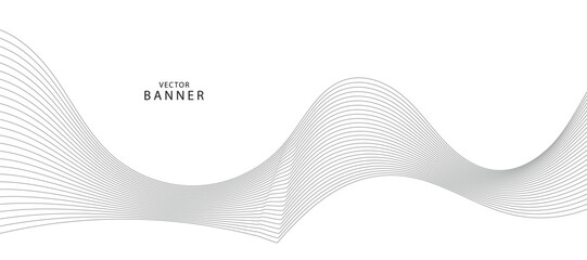 Fototapeta premium Abstract wave element for design. Digital frequency track equalizer. Stylized line art background. Vector illustration. Wave with lines created using blend tool. Curved wavy line, smooth stripe.