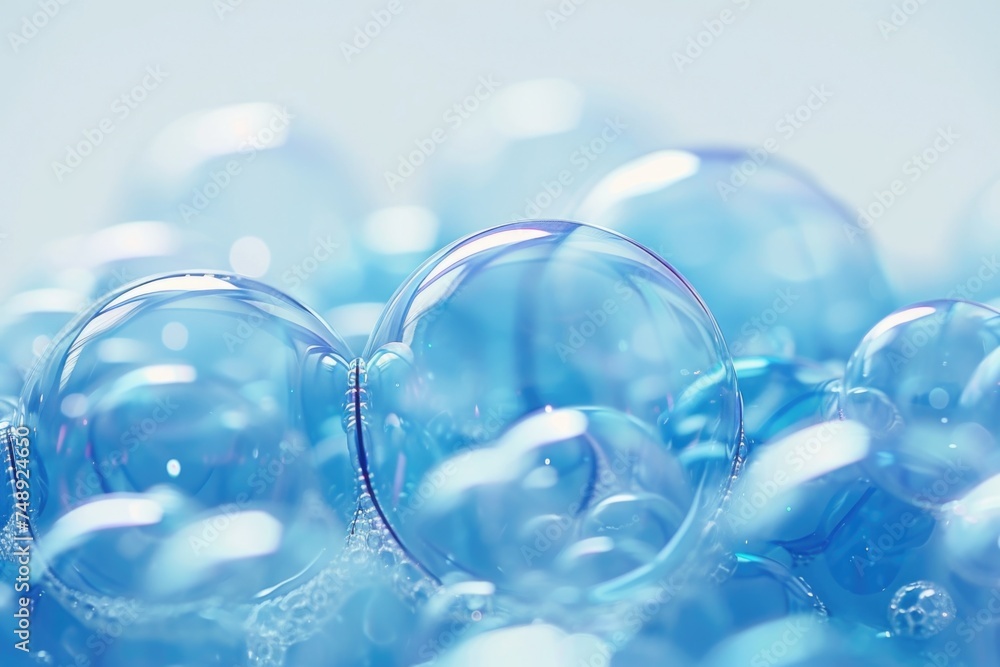 Poster A bunch of bubbles floating on top of each other. Suitable for various design projects
