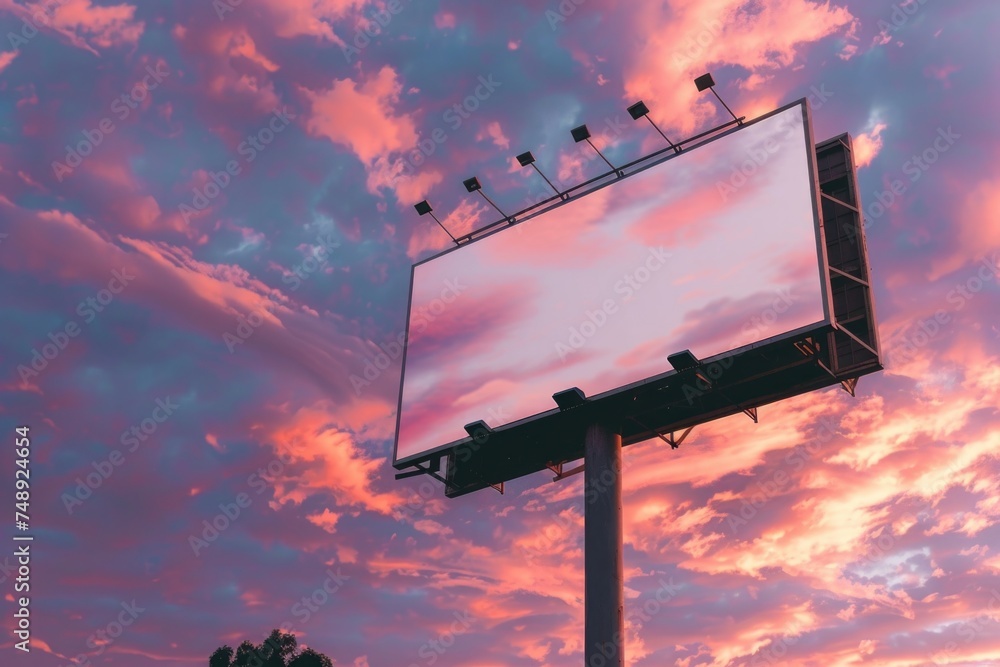 Aufkleber a large billboard in the middle of a cloudy sky. suitable for advertising concepts