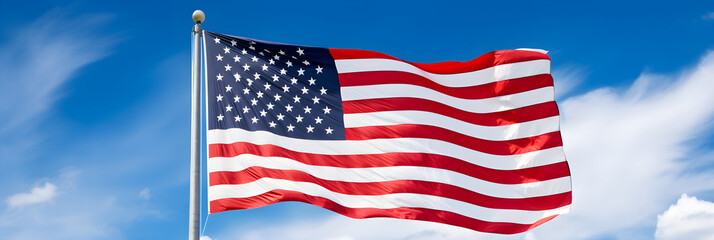 American Flag Wave: Pride, Strength, and Freedom Above a Clear, Blue Sky