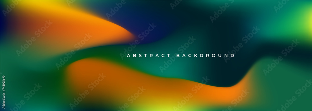 Aufkleber green and orange holographic background. abstract bright liquid gradient creative banner. blurred so