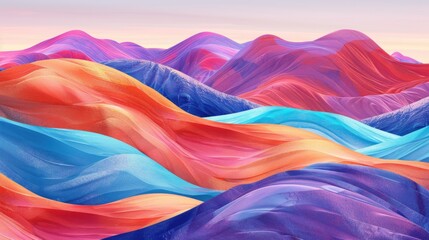 A beautiful painting of a majestic mountain range under a clear blue sky. Perfect for travel and nature themed projects