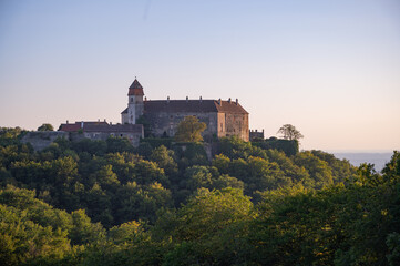 Obraz premium Ancient castle in summer forest colors.