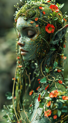 Fantasy female of nature decent the forest dryad, mythical fascinating woman of the trees from Greek mythology. - 748926443