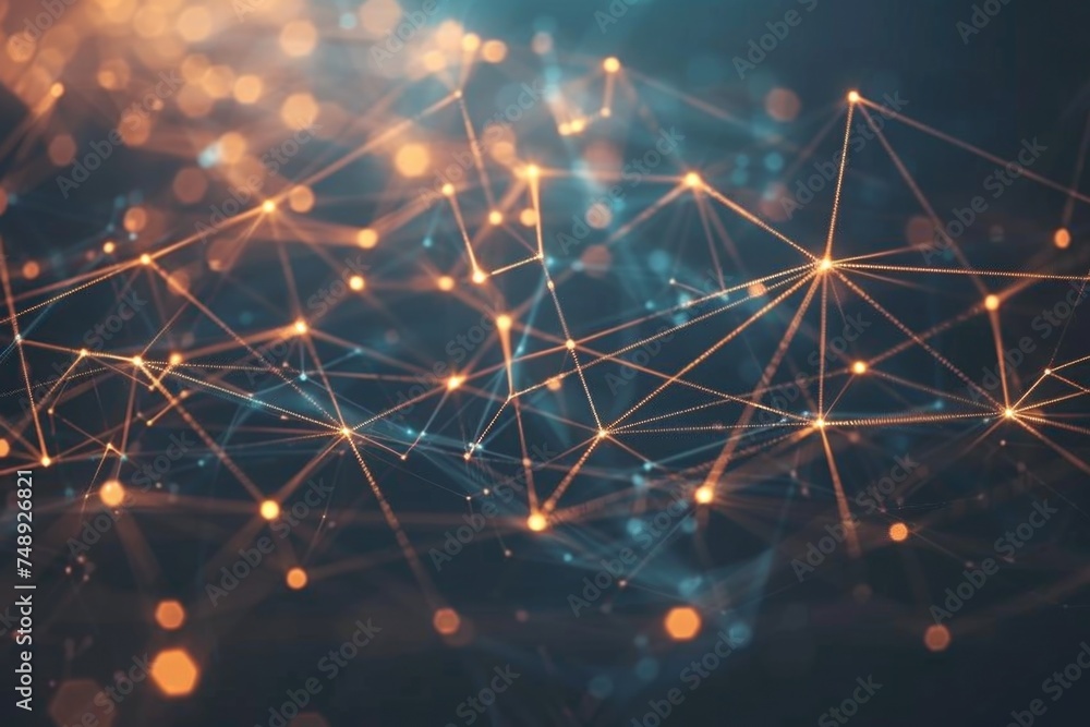 Aufkleber An intricate network of connected lines and dots. Ideal for technology or communication concepts