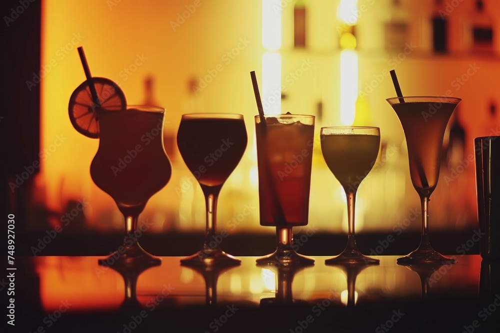 Poster A selection of different types of drinks on a table, suitable for various occasions