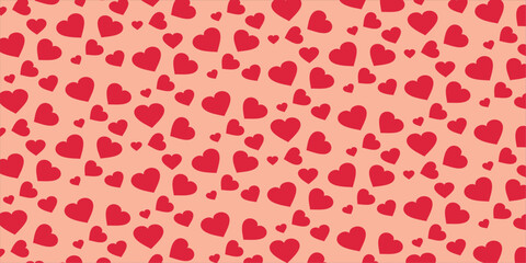 Cute love heart seamless pattern illustration. Cute romantic pink hearts background print. Valentine's day holiday, romantic wedding design.