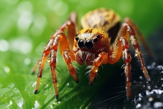 A detailed image of a spider wrapping prey in silk threads, preparing for consumption in its web