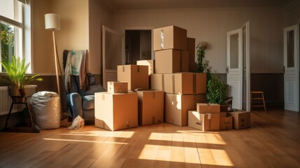 Cardboard Boxes and Cleaning Materials for Your New Place