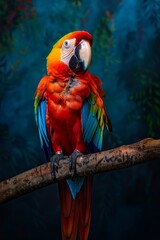 Scarlet Macaw Perch in Tropical Ambiance