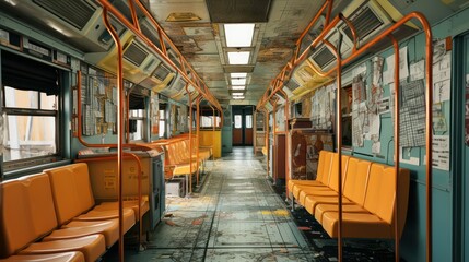 Obraz premium Interior of a subway train with daylight