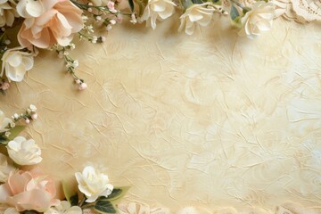 Vintage background with white roses and gypsophila flowers.
