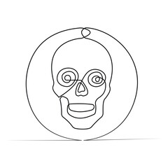 skull single continuous one line out line vector art  drawing  and tattoo design