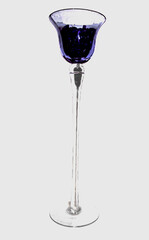 Crystal glass on a long stem with colored stones
