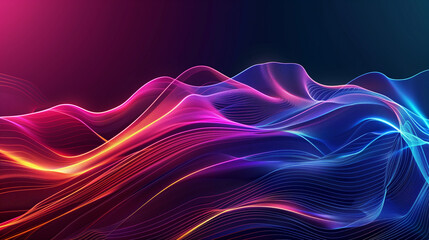 abstract minimalist background, purple and blue flowing waves on black background