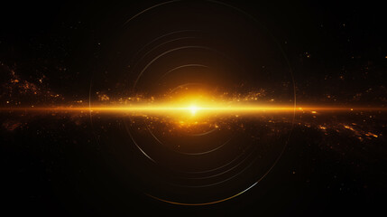 Galaxy explosion golden flash on black background. Big Bang