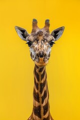 Giraffe on Yellow Background