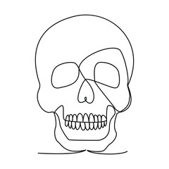 skull single continuous one line out line vector art  drawing  and tattoo design