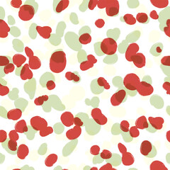 Red and green dots seamless pattern, Animal skin vector background, chaotic spots, with brush texture