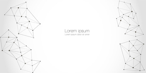 Abstract technology Network nodes, digital connection background with polygonal shapes on white Vector. science technology, data structure, connected points, web.