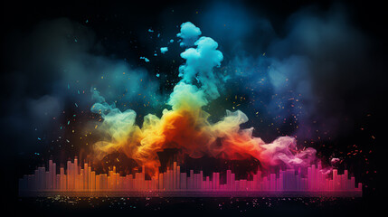 Visualize a cigarette releasing a cosmic rainbow of smoke illustrating the colorful potential of dark financial technologies Style Chromatic Tech Vision
