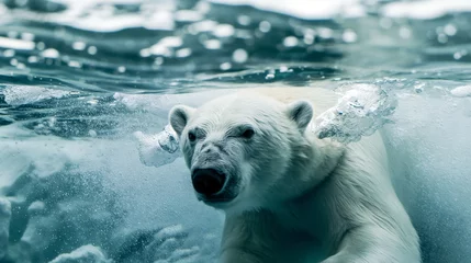 Foto op Aluminium Urso polar (Ursus maritimus) nadando debaixo d'água. © Vitor