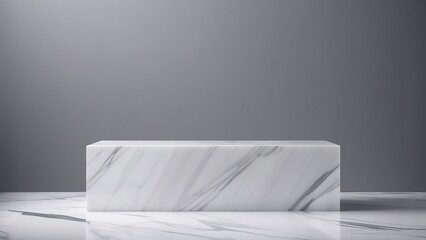 Fototapeta na wymiar light grey background with natural granite podium for product demonstration, granite podium, abstract minimalism concept