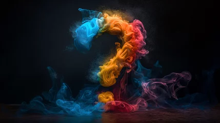 Foto op Canvas Símbolo ? de interrogación hecho con humo de colores © VicPhoto