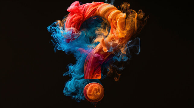 S&iacute;mbolo ? de interrogaci&oacute;n hecho con humo de colores