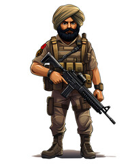 Naklejka premium A soldier stands at attention, holding a rifle in hand.
