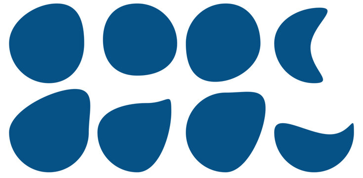 Random blob circles silhouette icon set. An arrangement of black organic shapes. Isolated on a white background.