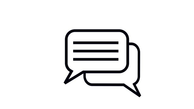 Black line Speech bubble chat icon isolated on white background. Message icon. Communication or comment chat symbol.